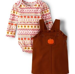 Baby Girls Pumpkin 2-Piece Skirtall Set
